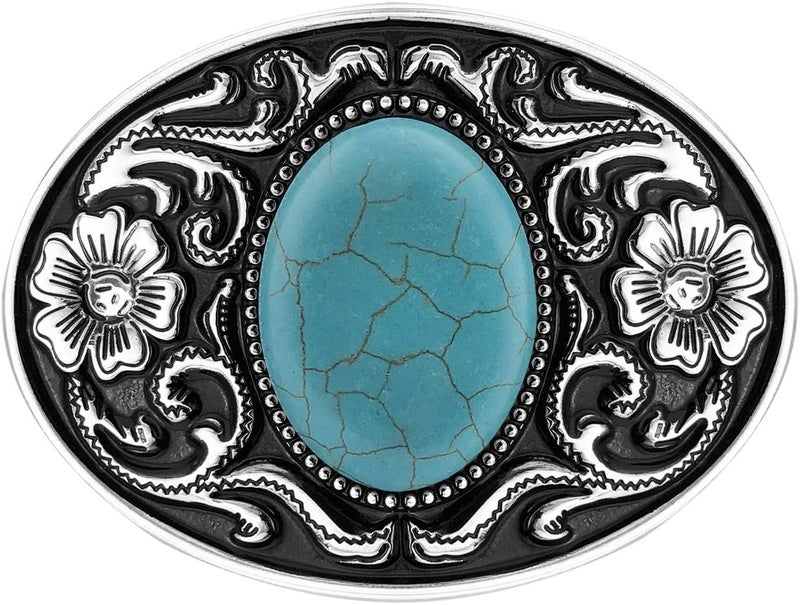 YOQUCOL Vintage American Western Cowboy Turquoise,Stone Belt Buckle for Men - Image 1